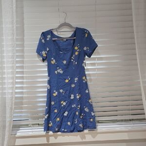 Old Navy Blue Floral Scoop-Neck Mini Dress